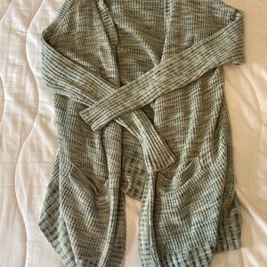 Green Ribbed Knit Cardigan